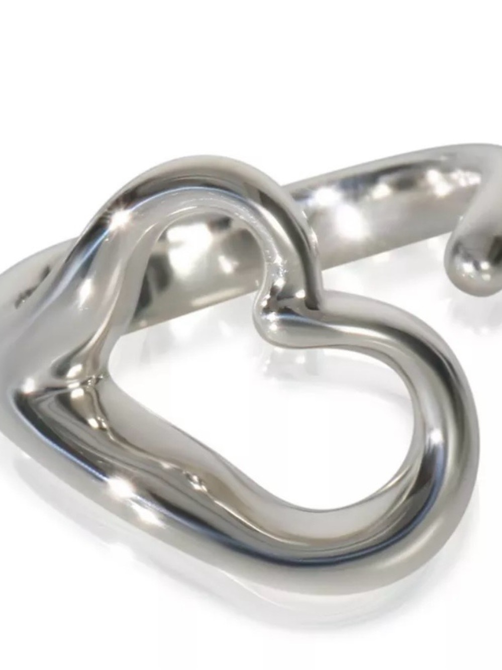 Polished Silver Heart Ring - Elsa Peretti Open Heart Design